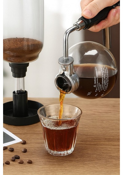 Reoona Syphon Kahve Sifonu 5 Bardak Sifon Kahve, Soğuk Kahve Demleme Siyah
