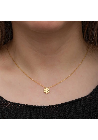 Gümüş Gold Minimal Kar Tanesi Kadın Kolye