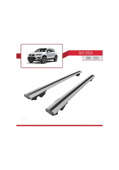 Seat Ateca 2016 Ve Sonrası İle Uyumlu Hook Model Anahtar Kilitli Ara Atkı Tavan Barı Gri