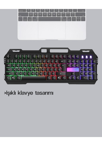 Profesyonel Oyuncu Klavye Mouse Seti Rgb Işıklı, Türkçe Q, Dpı Ayarlı, Dayanıklı Gövde Diğer