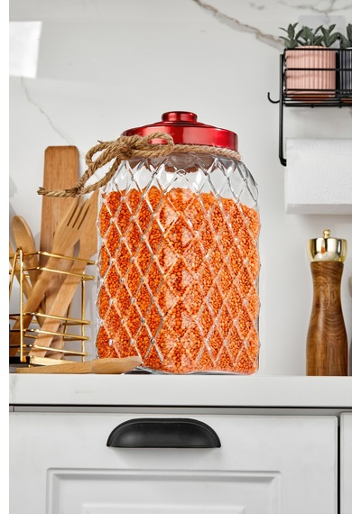 Cooker Nostalji 30 Cm 4,5 Litre Kırmızı Vakum Kapaklı Cam Kavanoz 1 Adet Ckr3810 Çok Renkli