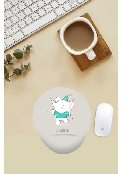 Tatlı Fil Desenli Bilek Destekli Mouse Pad Mousepad
