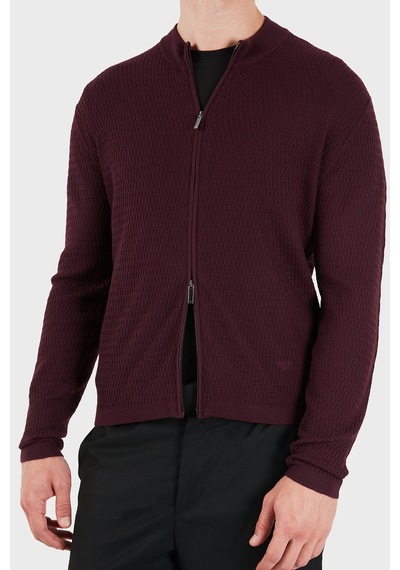 Emporio Armani Logolu % 100 Yün Regular Fit Bisiklet Yaka Hırka Erkek Hırka Em006315 Af27831 Fa039 Kahve