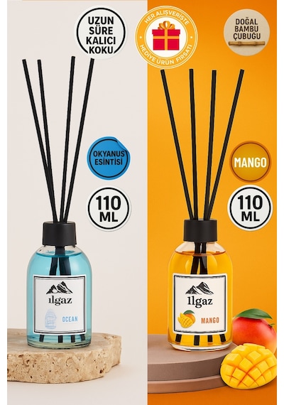 Ilgaz Okyanus + Mango Bambu Çubuklu Oda Kokusu 2 x 110 ML