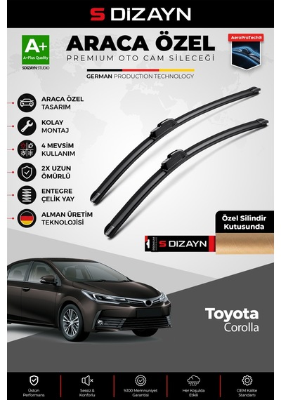 S-dizayn Toyota Corolla Ön Cam Silecek Seti 2019 Üzeri Premium Araca Özel 70-35 Cm A+ Kalite