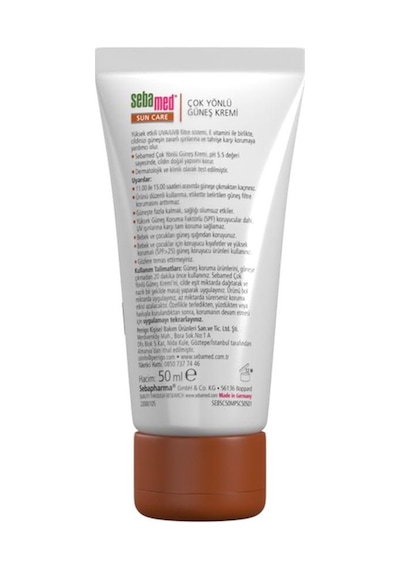 Sebamed Sun Care UVA - UVB Filtresi ve E Vitamini Üçlü Yüksek Koruma Çok Yönlü Güneş Kremi 50 SPF 50 ML