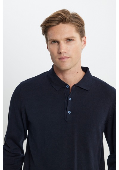 AC&Co / Altınyıldız Classics Erkek Lacı Standart Fit Normal Kesim Polo Yaka Pamuklu Triko Kazak Lacivert AC&Co / Altınyıldız Classics Erkek Lacı Standart Fit Normal Kesim Polo Yaka Pamuklu Triko Kazak Lacivert