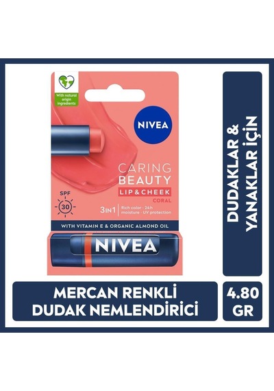 4.8 Gr Mercan Renkli Dudak Bakım Kremi, Spf30 İle Nemlendirir