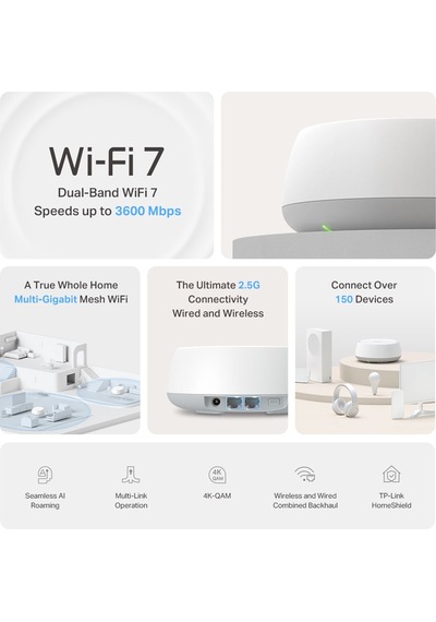 Tp-lınk Be25 Be5000 Wıfı-7 Ev Ofis Tipi Mesh Router