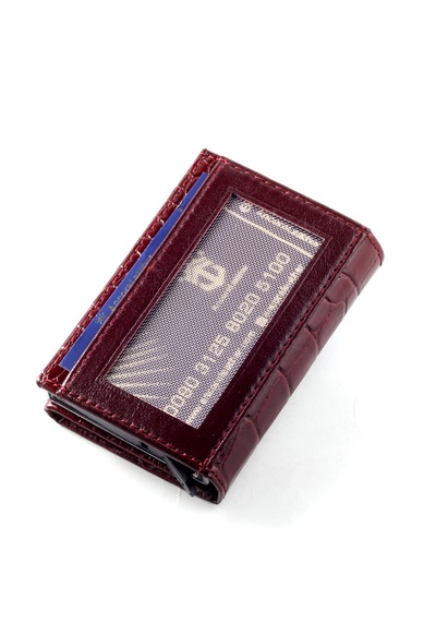 Ancora Leather Hakiki Deri Croco Mekanizmalı Erkek Cüzdanı Bordo