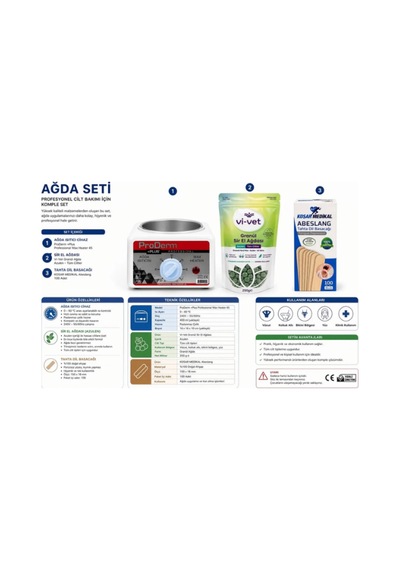 Profesyonel Ağda Seti Proderm Ağda Isıtıcı, Azulen Granül Sir Ağda 250g, Spatula 100 Adet Ev & S