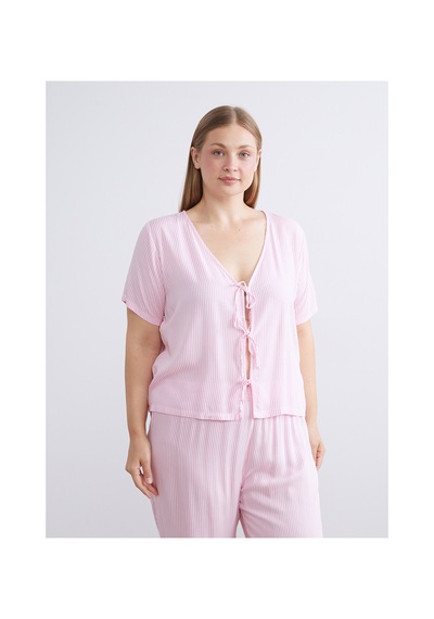 Lcw Dream Pembe V Yaka Çizgili Kadın Pijama Takımı
