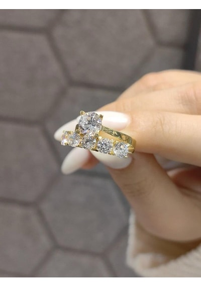 14 Ayar 5 Taş Model Twin Altın Yüzük 3,99 Gr