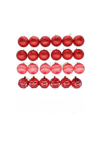 Waldern Yılbaşı Süs 24lü Set Kırmızı