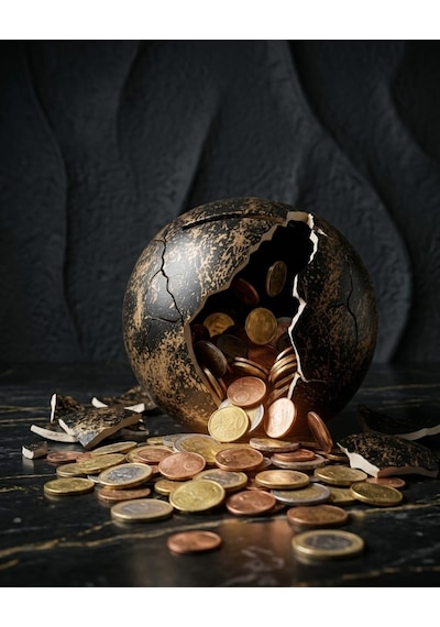 El Yapımı Seramik Küre Kırılabilir Ve Alt Kapaklı Tekrar Kullanılabilir Kumbara Gold