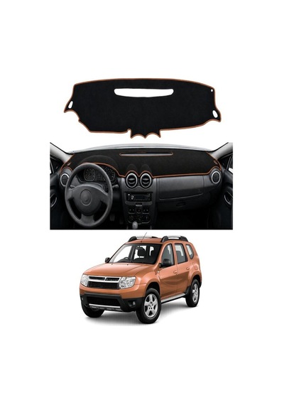 Dacia - Duster 2009-2013 Uyumlu Torpido Koruma Kılıfı - Kahverengi Şeritli