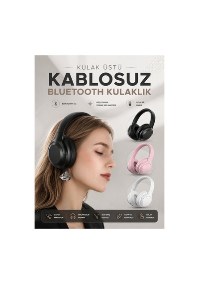 Kablosuz Bluetooth Kulaklık Anc/enc Destekli Kulak Üstü Yüksek Ses Kaliteli - Verah19761-6192 Renkli