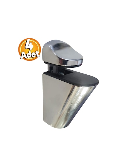 Pelikan Ayarlanabilir Etajer Cam Tutucu Ahşap Raf Tutucu Cam Etejeri Metal Vidalı Krom 4 Adet Belirtilmemiş