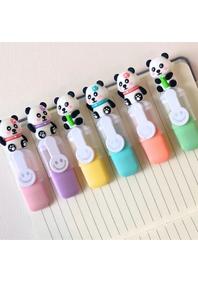 Panda Figürlü Renkli Keçeli Kalem Seti Çocuklar İçin Eğlenceli Ve Güvenli Boyama Kalemleri Çok Renkli