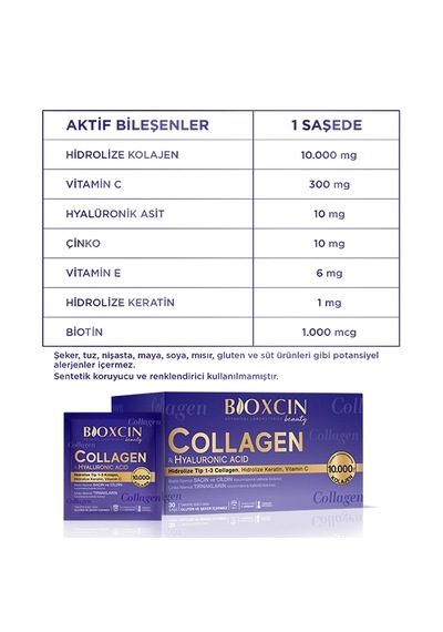 Bioxcin Beauty Collagen Hyaluronic Acid 30 Saşe