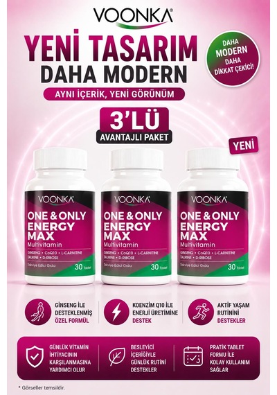 Voonka One & Only Energy Max 30 Tablet 3 Adet