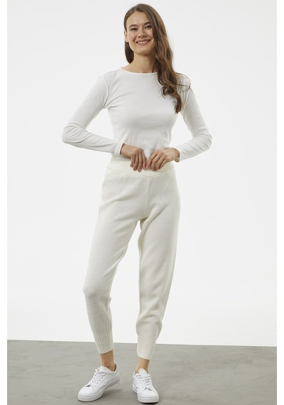 Sementa Jogger Rahat Kalıp Triko Pantolon - Kemik 001