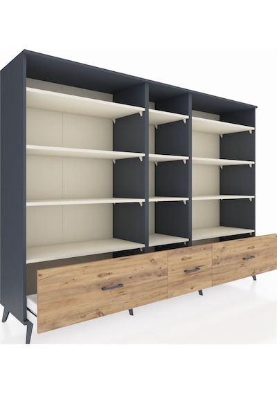 Hyperion Dolap 12 Raflı 3 Çekmeceli 220x44x163 Antrasit-aytaşı/ç Antrasit-aytaşı/çam Hyperion Dolap 12 Raflı 3 Çekmeceli 220x44x163 Antrasit-aytaşı/ç Antrasit-aytaşı/çam