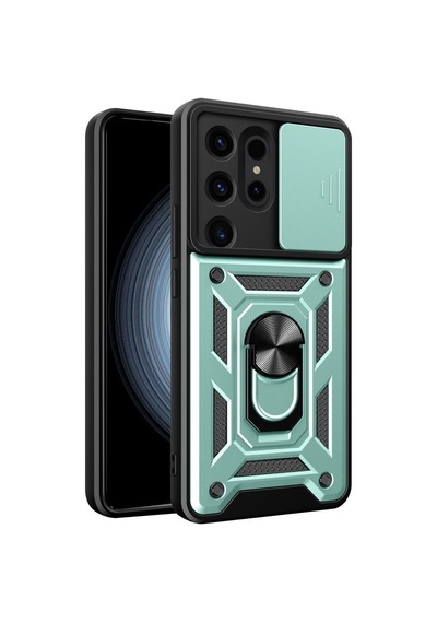 Samsung Galaxy  Uyumlu  S24 Ultra Kılıf Pars Lens Yüzüklü Silikon - Yeşil