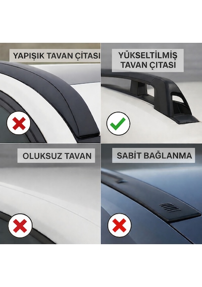 Venüs Volkswagen Touran 2003-2015 Uyumlu Siyah Ara Atkı Port Bagaj Tavan Barı