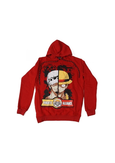 One Piece Pirate Vs Alliance Hoodie Kapüşonlu Sweatshirt Kırmızı Çok Renkli