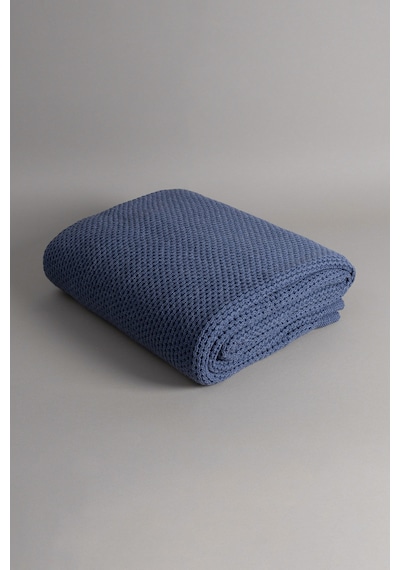 Miel İndigo Kenarı Ponponlu Çift Kişilik Battaniye 200x220 37115 Indigo