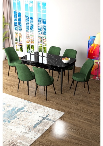 Canisa Zen Serisi 80x132 Mdf Açılabilir Siyah Mermer Desen Masa Takımı Ve 6 Haki Yeşil Sandalye Masa Siyah Mermer Desen Sandalye Haki Canisa Zen Serisi 80x132 Mdf Açılabilir Siyah Mermer Desen Masa Takımı Ve 6 Haki Yeşil Sandalye Masa Siyah Mermer Desen Sandalye Haki