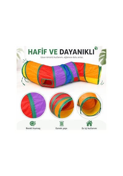 Tr Kedi Oyun Tüneli Katlanabilir Kıvrımlı Model, Kedi Oyuncağı Tünel Ev, Renkli Kedi Köpek Oyun Alanı, Geniş G
