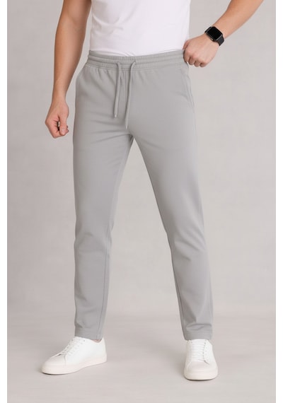 Bürke Erkek Gri Beli Lastikli Bağcıklı Duble Paça Jogger Pantolon