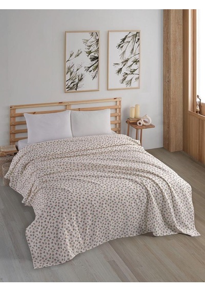 Tek Kişilik Baskılı Pike Koltuk Örtüsü Breeze 180x230 Cm Açik Gri