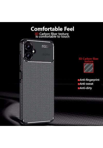 Samsung Galaxy Uyumlu A06 Kılıf Kamera Korumalı Karbon Desenli Silikon