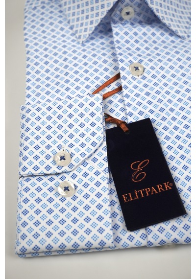 Elitpark Light Blue Point Pattern Pamuklu Cepli Klasik Fit Premium Erkek Gömlek Açık Mavi - Koyu Mavi Noktalı Desen Elitpark Light Blue Point Pattern Pamuklu Cepli Klasik Fit Premium Erkek Gömlek Açık Mavi - Koyu Mavi Noktalı Desen