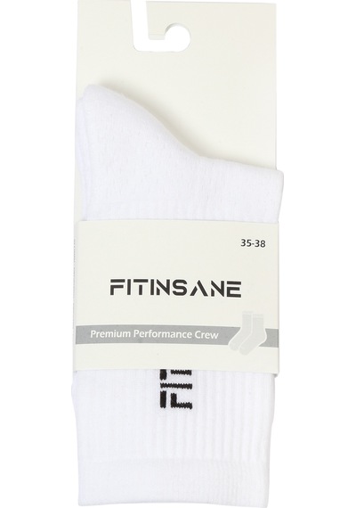 Fitinsane Premium Performance Crew Unisex Beyaz Spor Çorap
