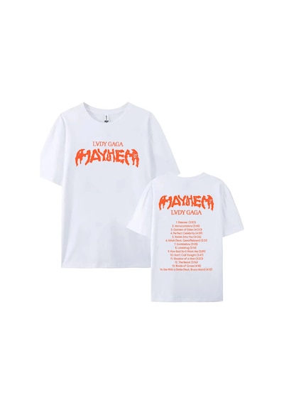 Tarzsokak Beyaz Tees Şarkıcı Lady Gaga Mayhem Baskı Leri Yaz Unisex Sokak Hip Hop Raha