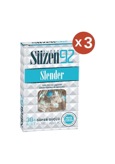 Süzen92 Sigara Ağızlığı Filtresi Slender 3'lü Set