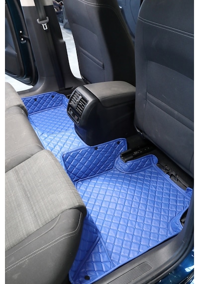 Fıat Doblo Geniş Aile 2012-2023 Özel Mavi Renk 8d Diamond Premium Kaymaz Deri Oto Paspas
