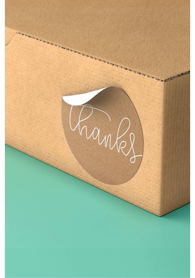 Kraft Beyaz Thanks Sticker 3x3cm St2340 Çok Renkli