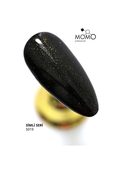 Momo Professional Kalıcı Oje S019 Altın Işıltılı Siyah 14 Ml
