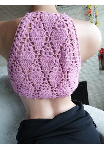 El Örgüsü Bayan Crop Pembe