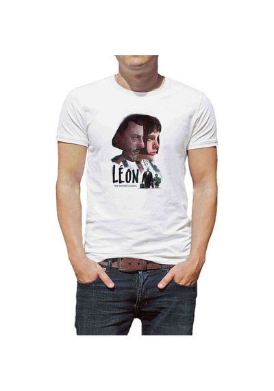 Leon Baskılı Beyaz Erkek Tshirt (534486482)