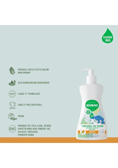 %100 Doğal Sıvı Kastil Sabun Portakal Yağlı Tazeleyici Nemlendirici Arındırıcı Bitkisel Vegan 300 Ml