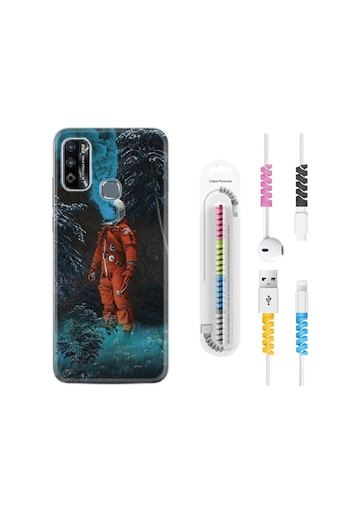 Infinix Hot 9 Play Kılıf Kablo Koruyuculu Astronot Smoke 1769