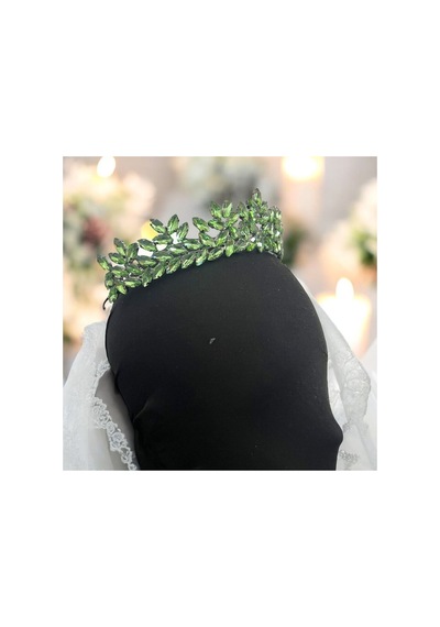 Kristal Taşlı Zarif Gelin,kına,nişan,söz,after,bride,party Taç Mint Yeşili - 707821550 Mint Yeşili