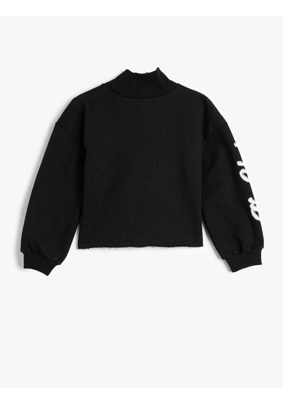 Koton Oversize Balıkçı Yaka Sweatshirt New York Baskılı Şardonlu Siyah 4wkg10459ak Siyah