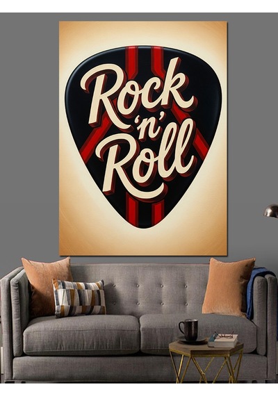Ahşap Tablo Rock'n Roll Gitar Penası